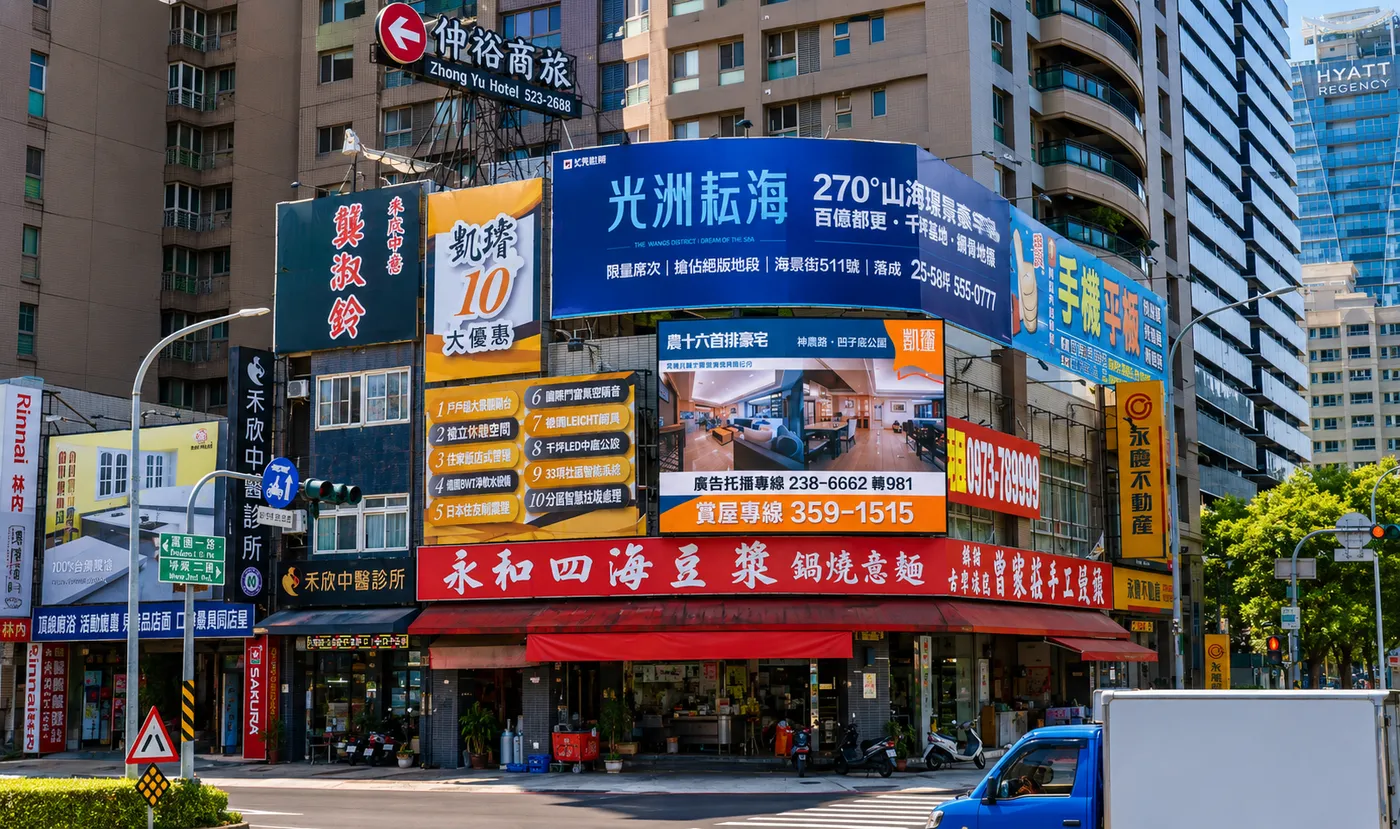 中華明誠 大型 LED 電視看板門市外觀